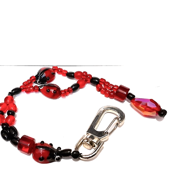 ladybug keychain beaded charm accessory - Picture 1 of 2